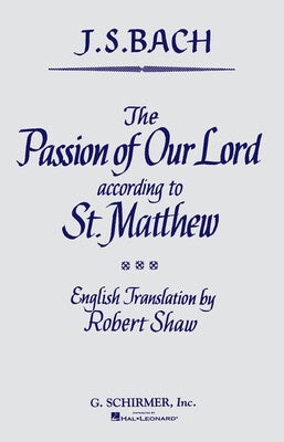 BACH - ST MATTHEW PASSION VOCAL SCORE