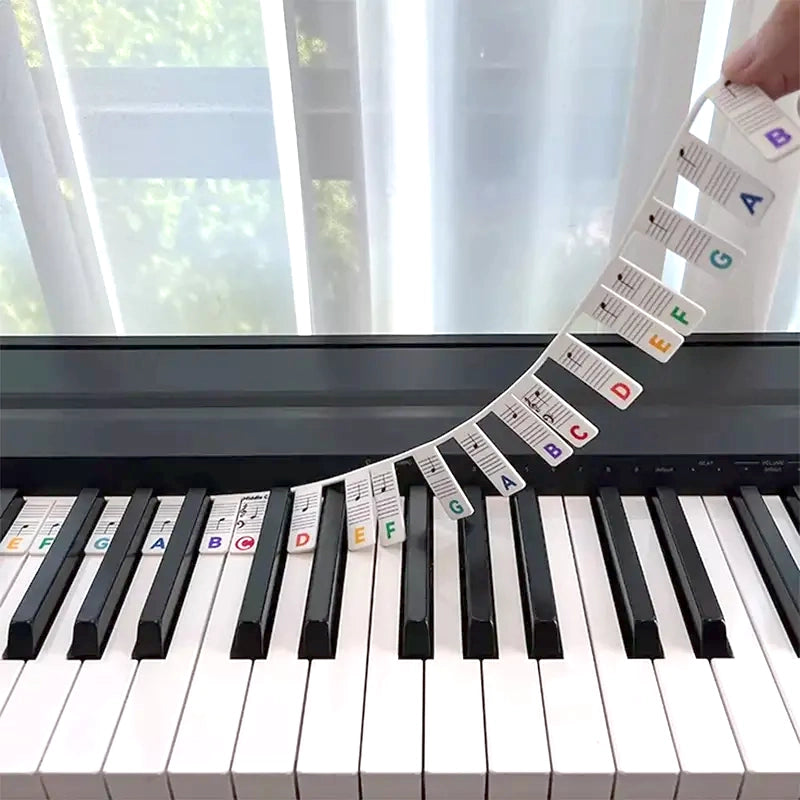 Piano Notes Silicone Strip - Removable Note Label for Piano/Keyboard (Fits both 88 & 61 Keys)