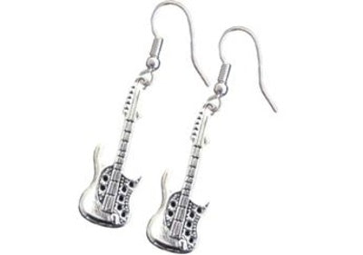 BLACK/SILVER ELECTRIC GUITAR EARRINGS