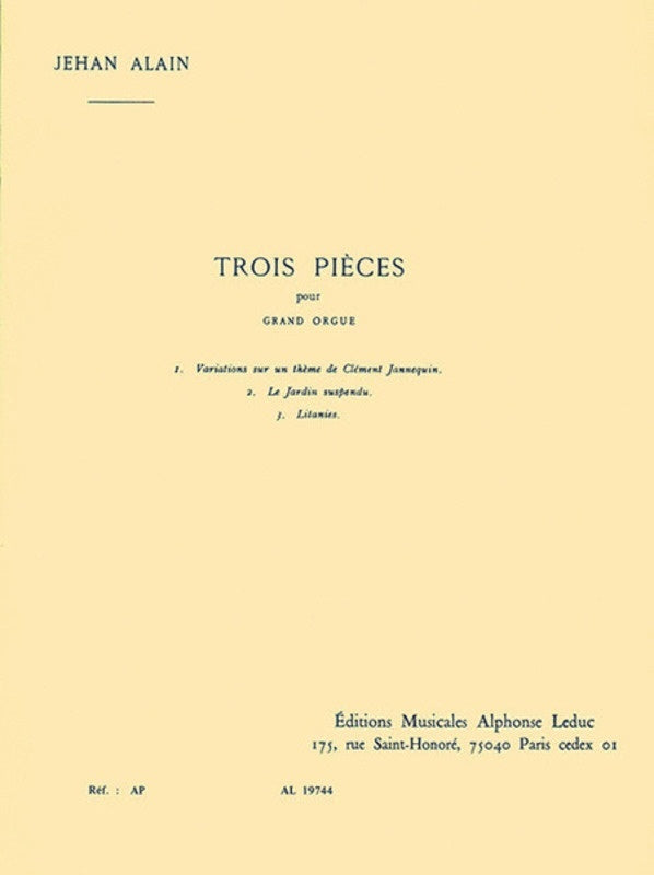 ALAIN - TROIS PIECES FOR ORGAN
