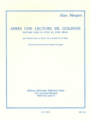 APRES UNE LECTURE DE GOLDONI BASS TBN OR TUBA/PIANO