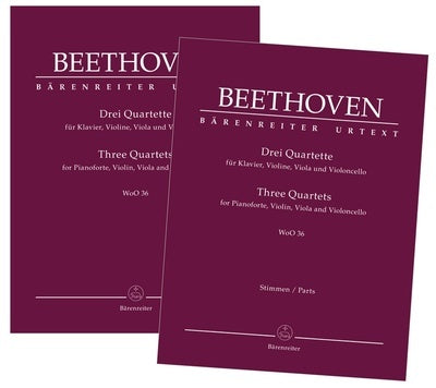 BEETHOVEN - 3 PIANO QUARTETS WOO 36 SC/PTS