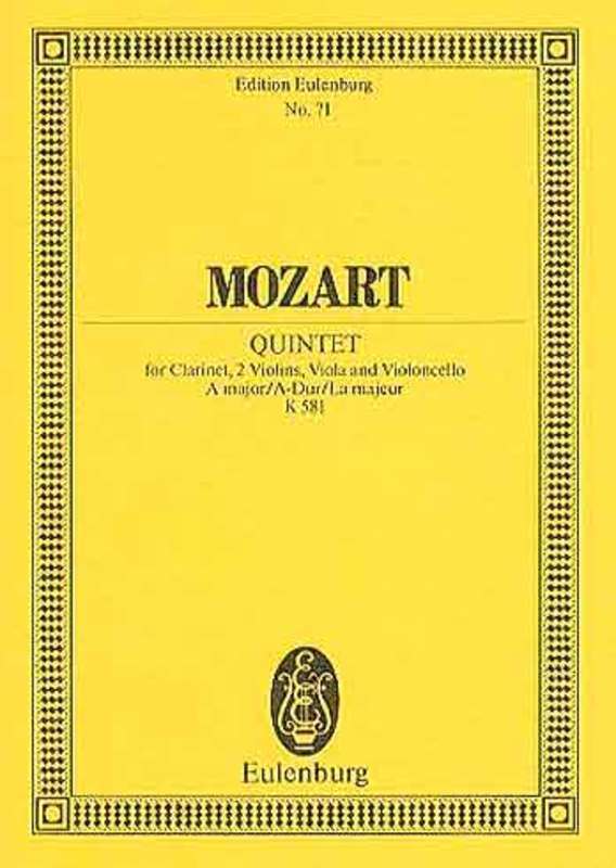 MOZART - CLARINET QUINTET A K 581 STUDY SCORE