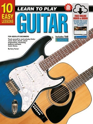 10 EASY LESSONS LEARN TO PLAY GUITAR BK/OLM