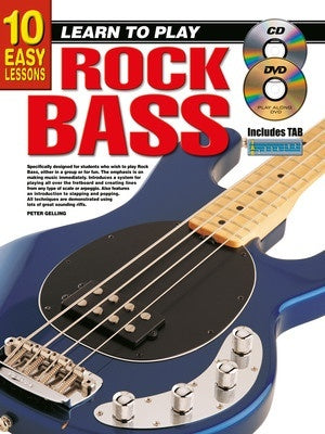 10 EASY LESSONS LEARN TO PLAY ROCK BASS BK/OLM
