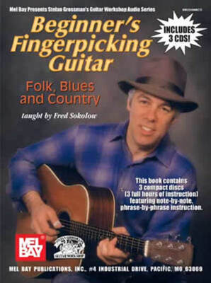 BEGINNERS FINGERPICKING GUITAR FOLK BLUES COUNTRY BK/3CD