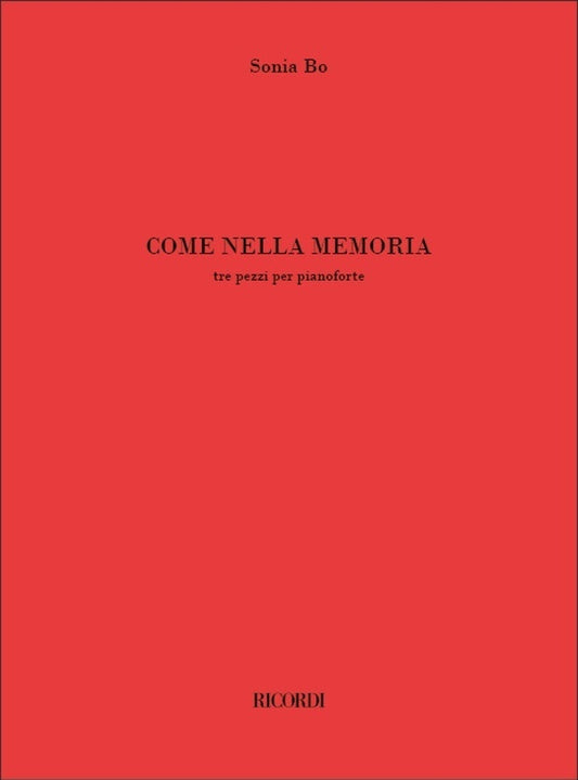 BO - COME NELLA MEMORIA 3 PIECES FOR PIANO