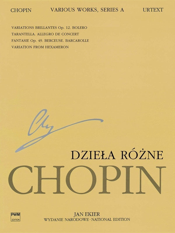 CHOPIN - VARIOUS WORKS SERIES A NATIONAL EDITION URTEXT