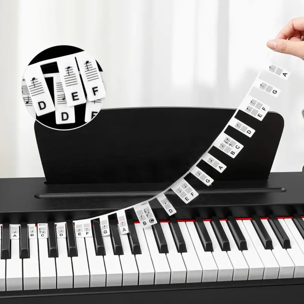 Piano Notes Silicone Strip - Removable Note Label for Piano/Keyboard (Fits both 88 & 61 Keys)