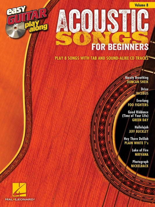 ACOUSTIC SONGS BEGINNERS EASY GUITAR PLAYALONG V8 BK/CD