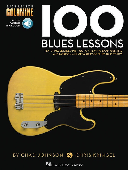 100 BLUES LESSONS BASS GUITAR GOLDMINE BK/OLA