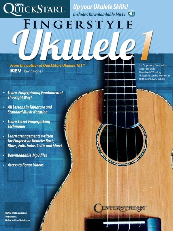 KEVS QUICKSTART FOR FINGERSTYLE UKULELE 1 BK/OLA