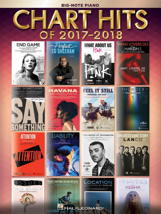 CHART HITS OF 2017-2018 BIG NOTE PIANO