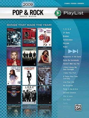 2009 POP & ROCK SHEET MUSIC PLAYLIST PVG