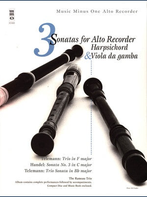 3 SONATAS ALTO RECORDER HARPSICHORD & VIOLA BK/CD