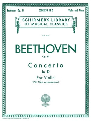 BEETHOVEN - CONCERTO D MAJOR OP 61 VIOLIN/PIANO