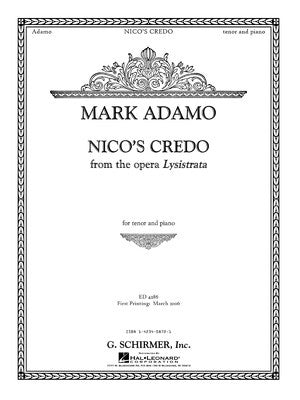 ADAMO - NICOS CREDO FOR TENOR/PIANO