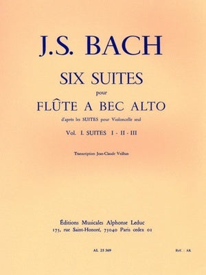 BACH - 6 CELLO SUITES ARRANGED TREBLE RECORDER VOL 1