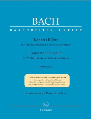 BACH - CONCERTO E MAJOR BWV 1042 VIOLIN/PIANO
