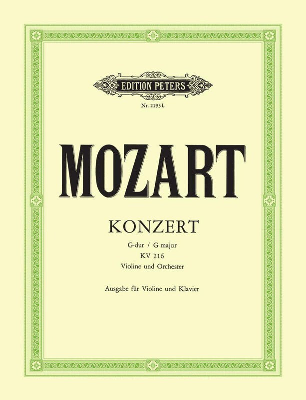 MOZART - CONCERTO NO 3 G K 216 VIOLIN/PIANO