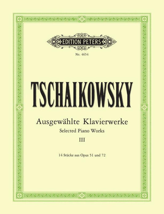 TCHAIKOVSKY - SELECTED PIANO WORKS VOL 3 ED WEITZMANN