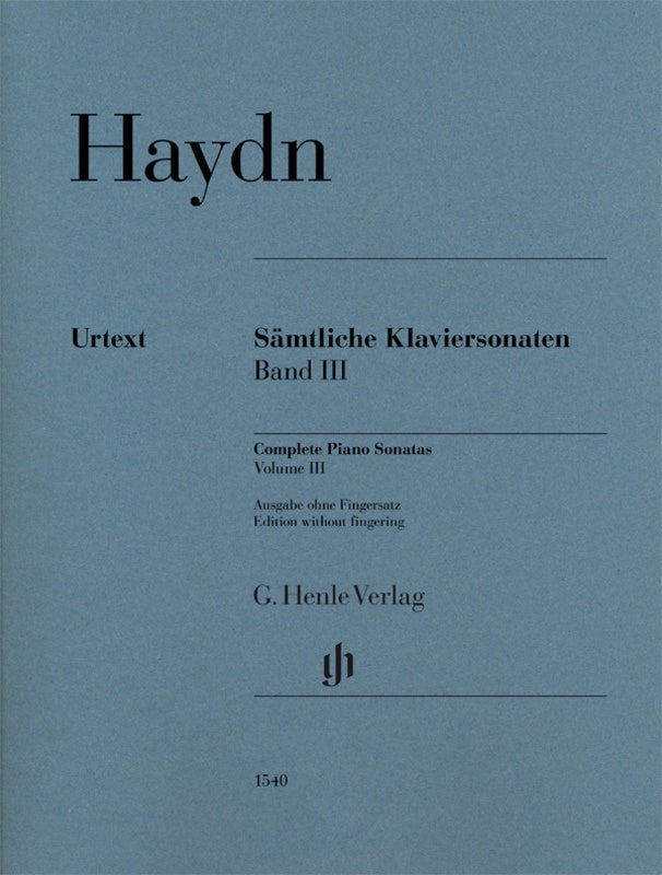 HAYDN - PIANO SONATAS VOL 3 URTEXT WITHOUT FINGERING