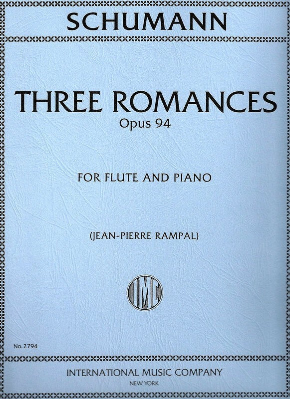 SCHUMANN - 3 ROMANCES OP 94 FLUTE/PIANO ARR RAMPAL