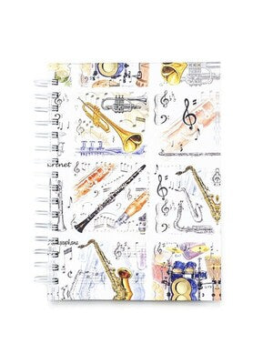 A6 HARDBACK SPIRAL NOTEBOOK MUSIC INSTRUMENTS
