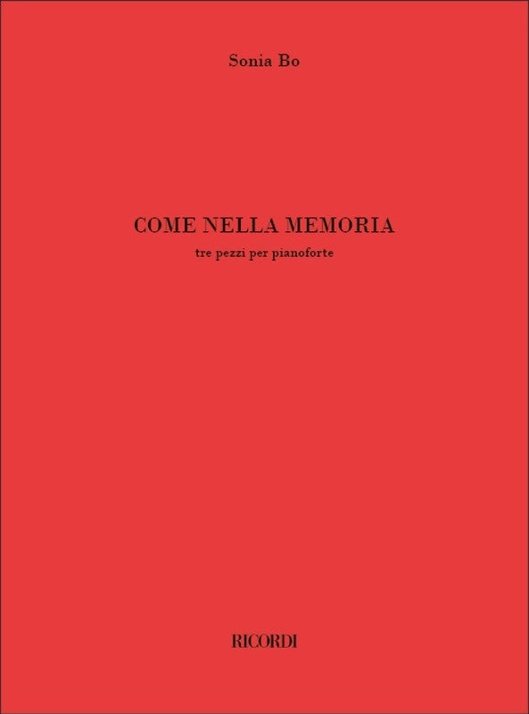 BO - COME NELLA MEMORIA 3 PIECES FOR PIANO