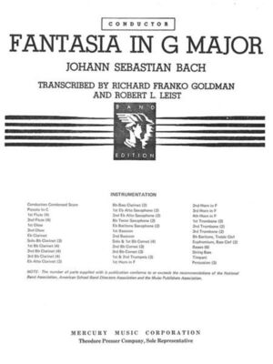 BACH - FANTASIA IN G CB SC/PTS ARR GOLDMAN/LEIST