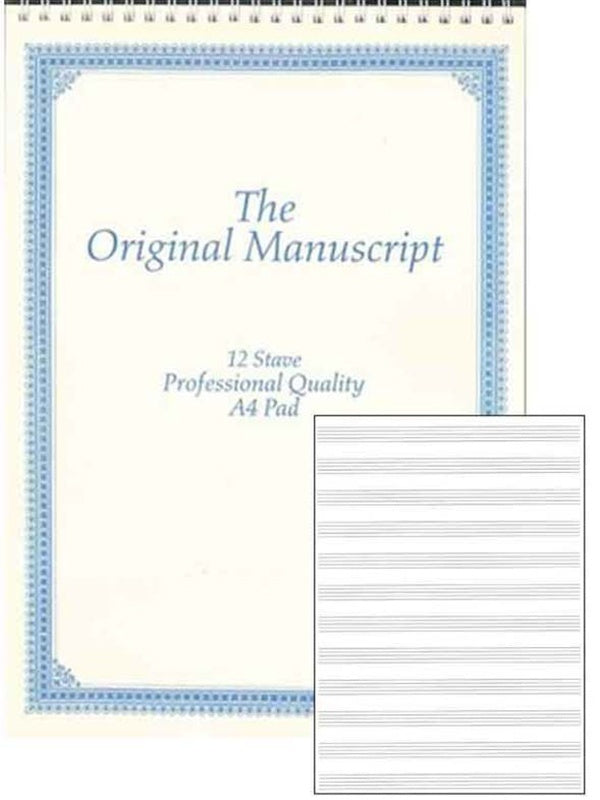 ORIGINAL MANUSCRIPT A4 12 STAVE 50PP SPIRAL TOP