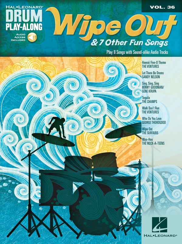 WIPE OUT & 7 OTHER FUN SONGS DRUM PLAYALONG V36 BK/CD