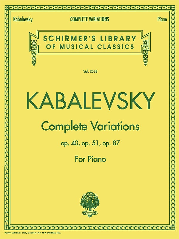 KABALEVSKY - COMPLETE VARIATIONS FOR PIANO